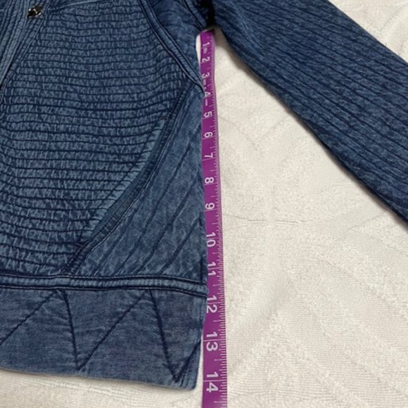 Lucky Brand Lucky Lotus Cotton Quilted Jacket Snap Front Washed Blue Small - Picture 10 of 13